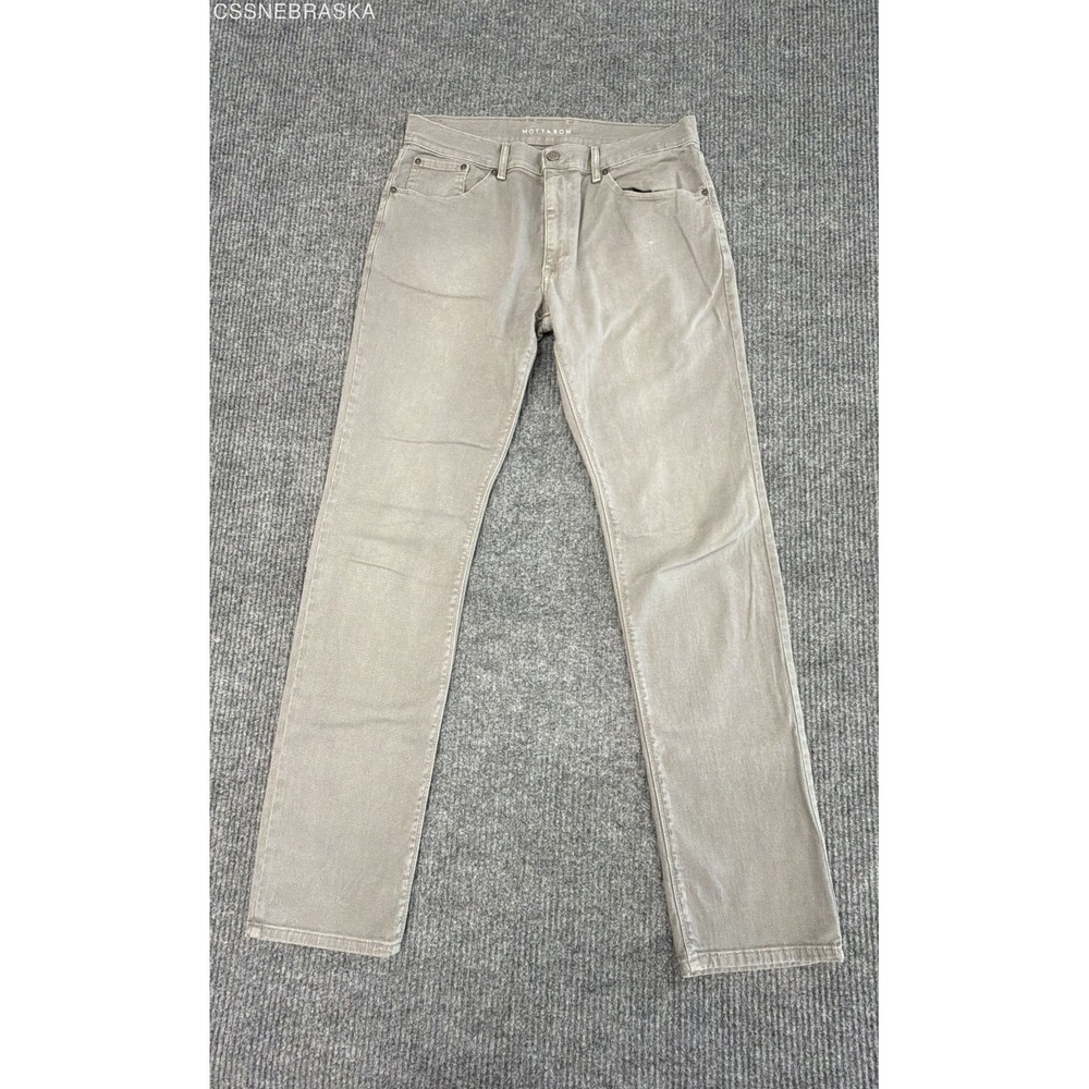Mott & Bow Men's Slim Mercer Jeans Light Gray Stretch Denim Sz 35x34